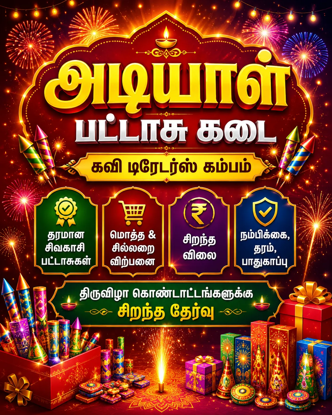 Adiyal Pattasu Kadai | Trusted Fireworks Shop in Cumbum